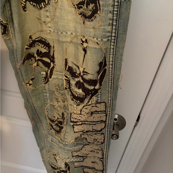 Magnolia Pearl Black Sabbath Skull Print Boyfriend Jeans - Picture 2 of 7